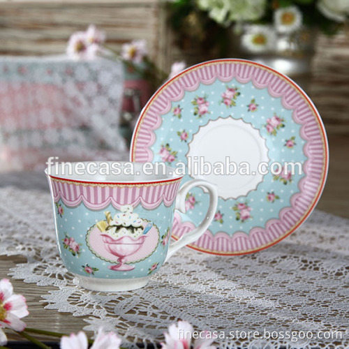250CC Ice Cream Fine Porcelain Tea Cup and Saucer Wholesale                
                                    Quality Assured